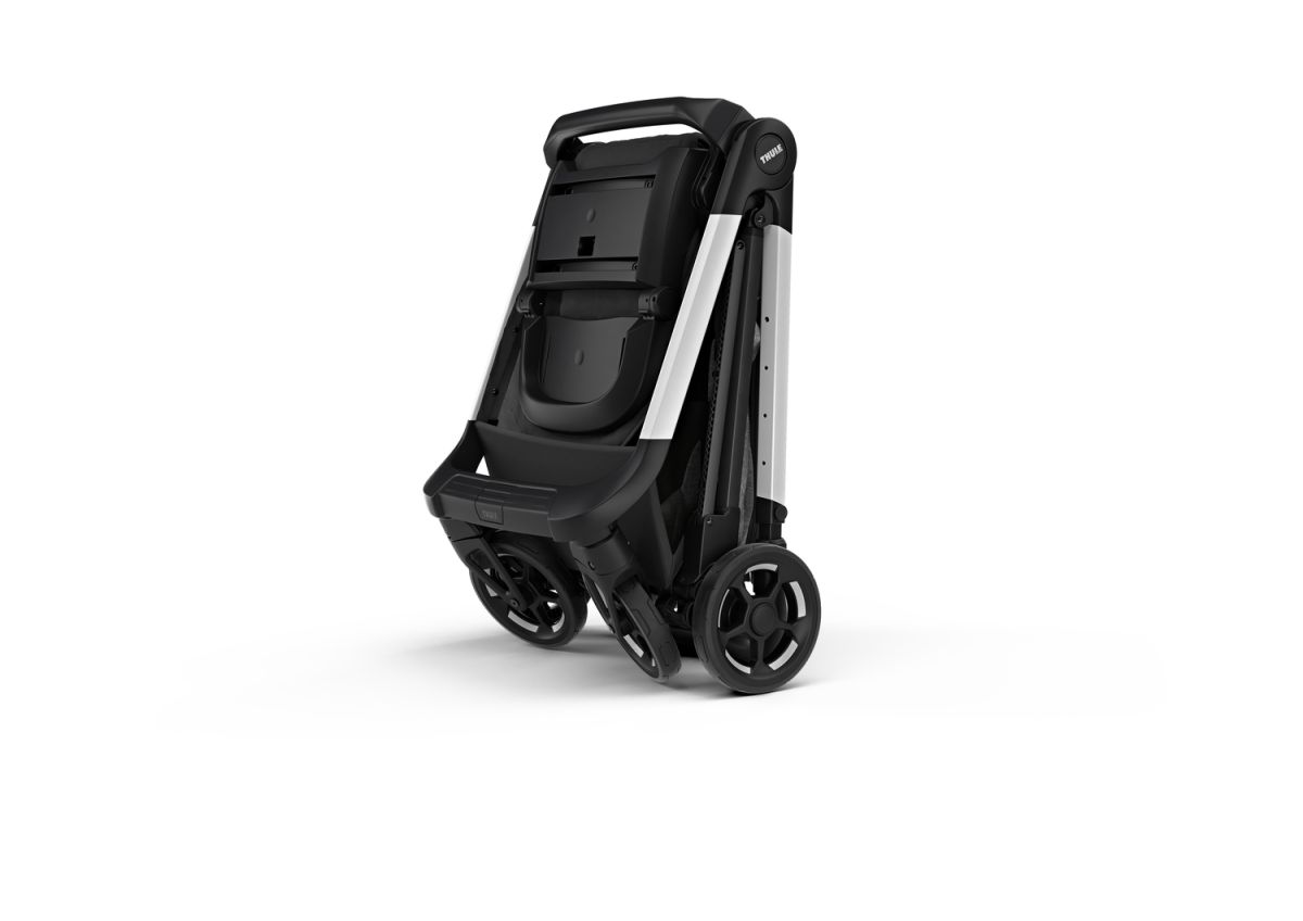 Náhled produktu - Kočárek Thule Shine Grey Melange on Aluminum  + korbička + ochrana proti slunci/dešti Thule