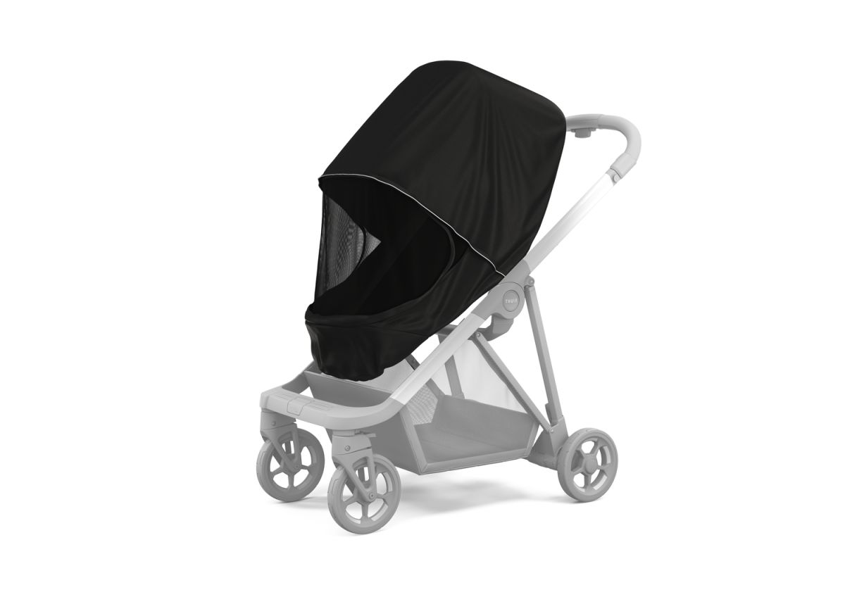 Náhled produktu - Kočárek Thule Shine Grey Melange on Aluminum  + korbička + ochrana proti slunci/dešti Thule