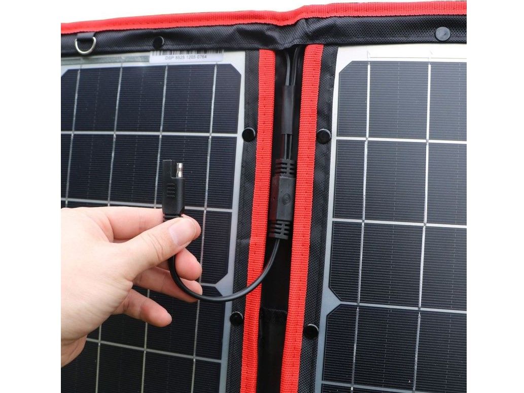 Náhled produktu - Solární panel rozkládací přenosný s PWM regulátorem 110W 12V/24V 106x73cm - do auta / na kempování