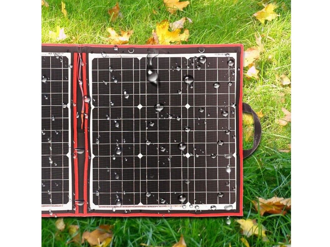 Náhled produktu - Solární panel rozkládací přenosný s PWM regulátorem 110W 12V/24V 106x73cm - do auta / na kempování