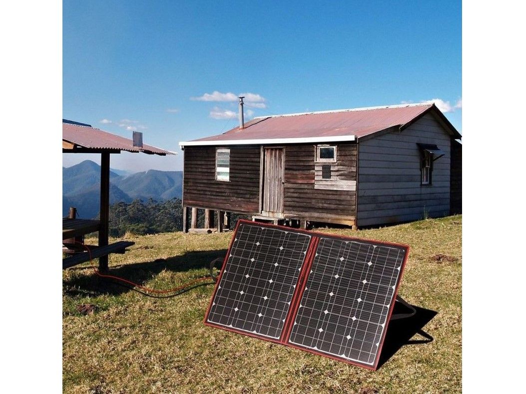 Náhled produktu - Solární panel rozkládací přenosný s PWM regulátorem 110W 12V/24V 106x73cm - do auta / na kempování