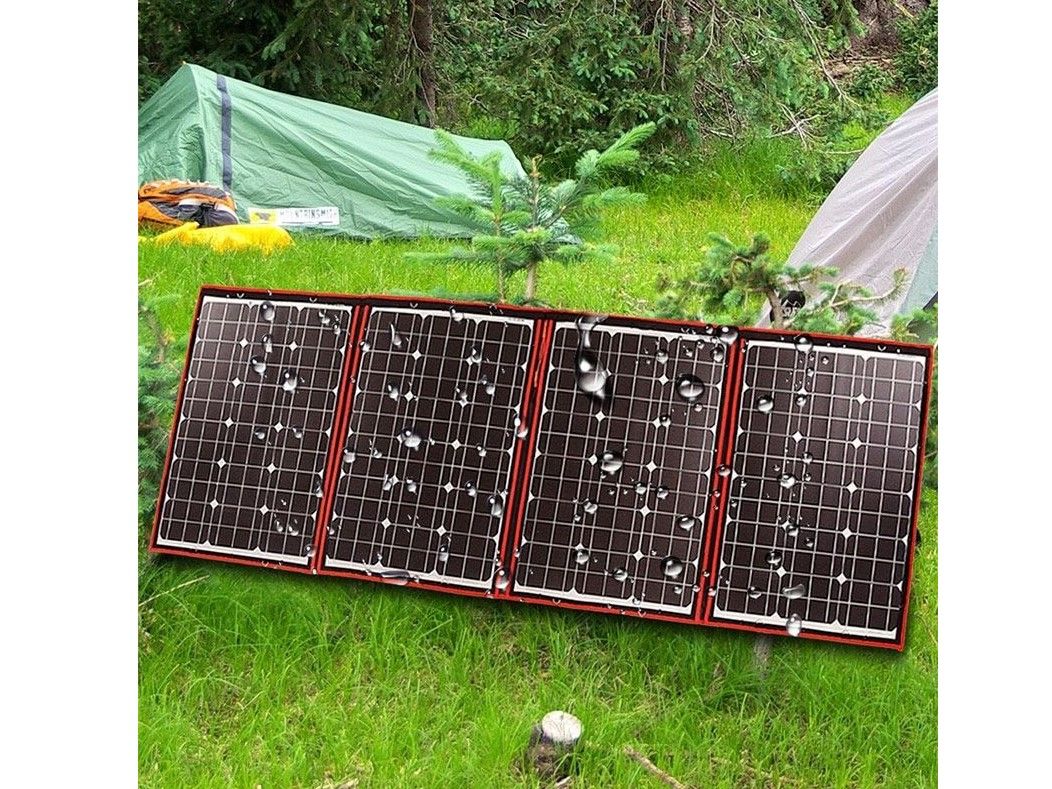 Náhled produktu - Solární panel rozkládací přenosný s PWM regulátorem 220W 12V/24V 212x73cm - do auta / na kempování