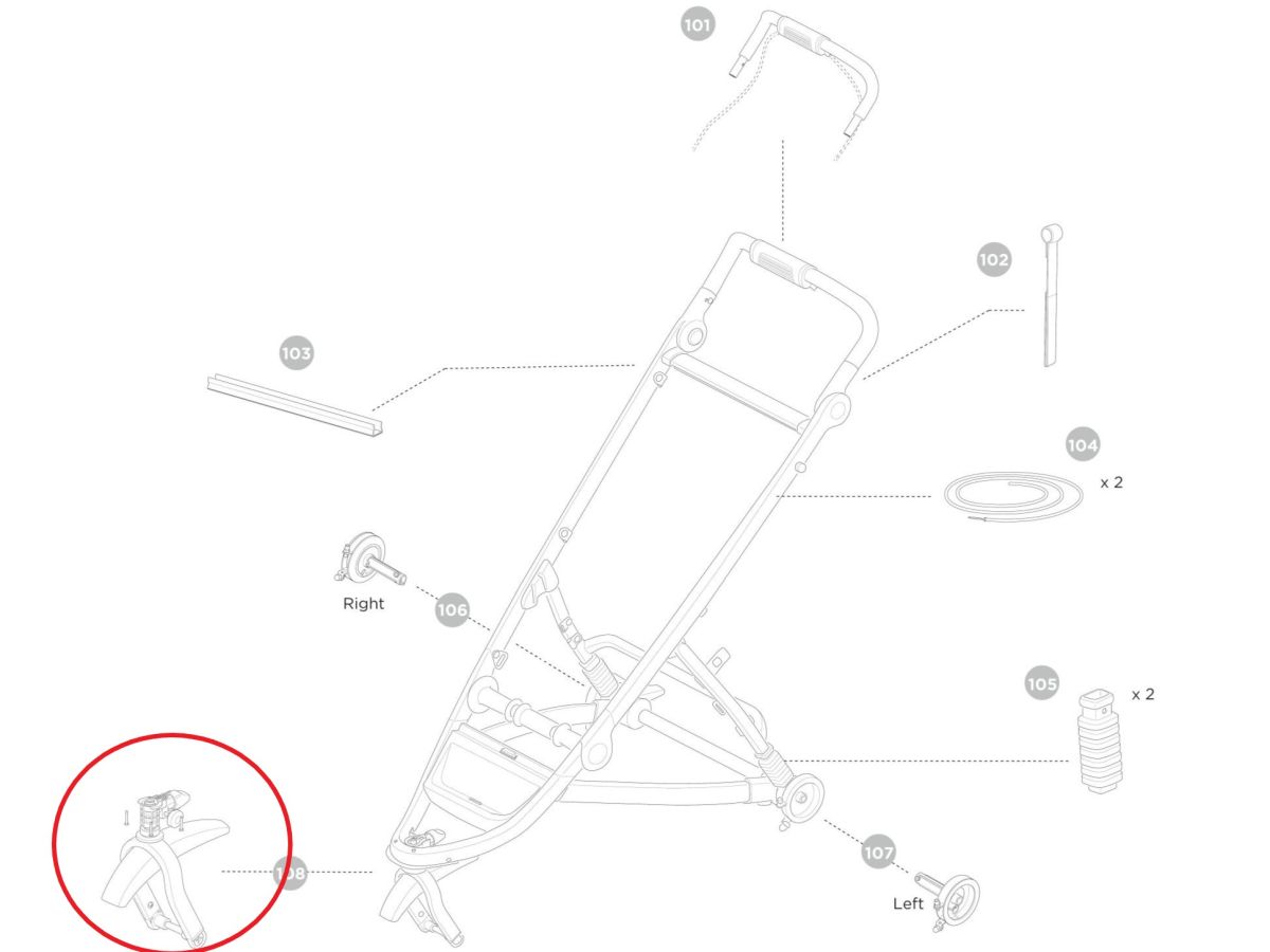 Náhled produktu - Thule Front fork & caster assembly - Urban Glide 3 55115
